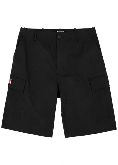 Kenzo Cotton Cargo Shorts In Black