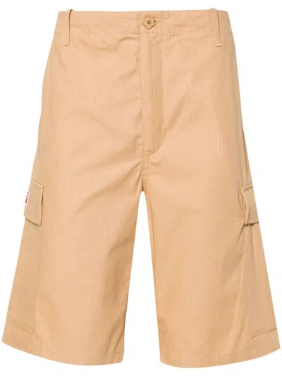 Kenzo Cotton Cargo Shorts In Brown