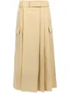 Kenzo Utility Skirt With Belted Waist And Cargo Pockets In Neutrals