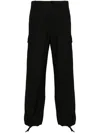 Kenzo Cargo Trousers In Cotton Ripstop Texture In Black