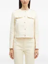 Kenzo Cotton Collarless Jacket In Neutral