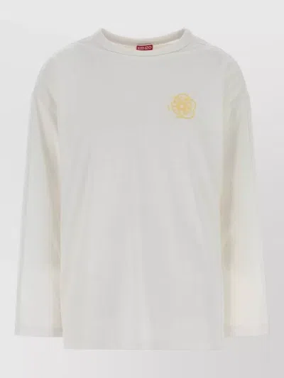Kenzo Cotton Crew Neck Graphic Print Long Sleeves In Neutral