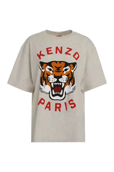 Kenzo Cotton Crew-neck T-shirt In Gris Clair