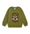 Kenzo Cotton Crochet-tiger Sweatshirt In Green
