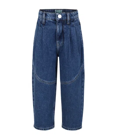 Kenzo Cotton Denim Trousers In Blue