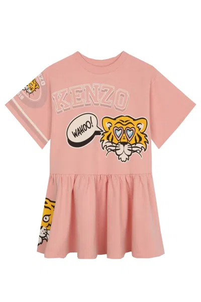Kenzo Kids'  Club Cotton Minidress In Avorio
