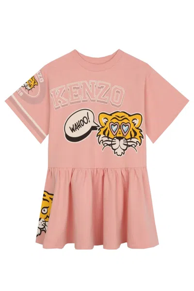 Kenzo Kids'  Club 棉迷你连衣裙 In Avorio