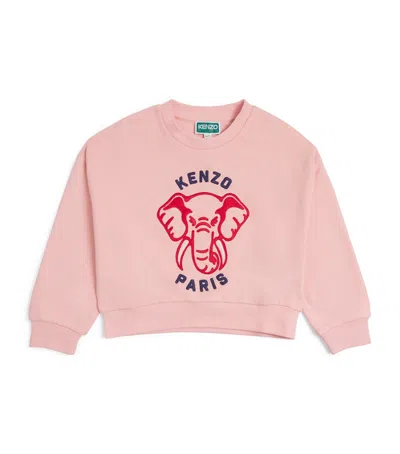 Kenzo Kids' Cotton Elephant Logo Sweater In Pink