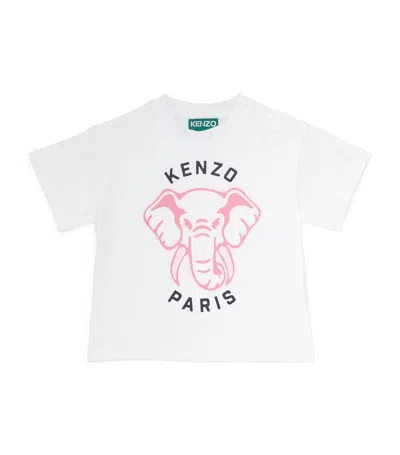 Kenzo Cotton Elephant T-shirt (6-18 Months) In White