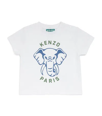 Kenzo Cotton Elephant T-shirt (6 Months) In White