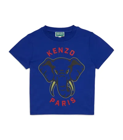 Kenzo Kids' Cotton Elephant T-shirt In Blue