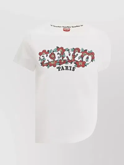 Kenzo Cotton Floral Graphic Monochrome Regular Ribbed