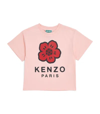 Kenzo Kids' Cotton Flower Logo T-shirt In Pink