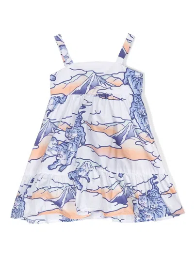 Kenzo Babies' Cotton Graphic-print Dress In White