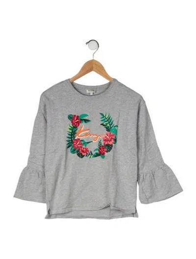 Pre-owned Kenzo Kids' Cotton  Graphic Print Long Sleeve Shirt In Grey