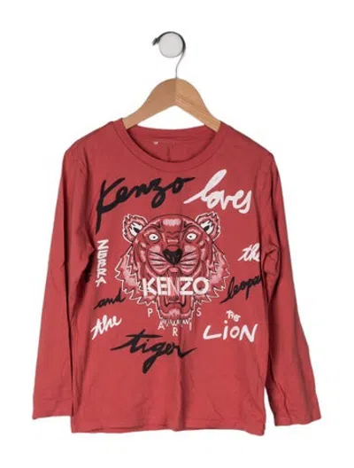 Pre-owned Kenzo Kids' Cotton Graphic Print Long Sleeve T Shirt In Red