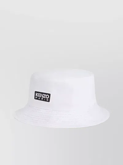 Kenzo Cotton Hat Reversible Logo Embroidery Wide Brim In White