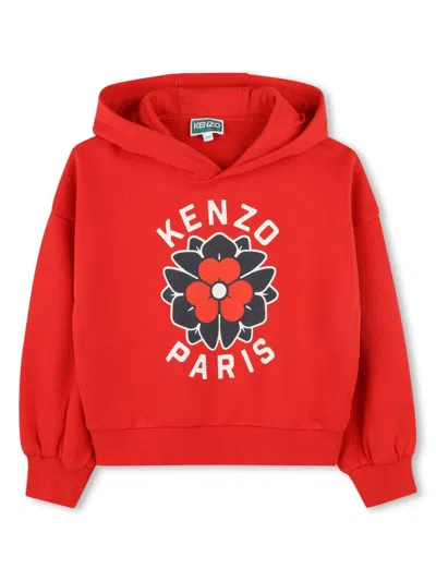 Kenzo Kids' Cotton Hoodie In 红色