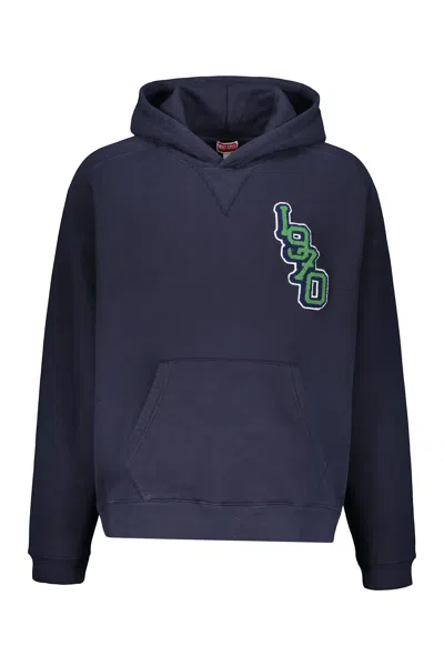 Kenzo Cotton Hoodie In Blue