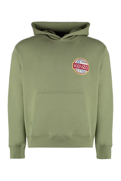 Kenzo Travel Cotton Hoodie In Sage Green