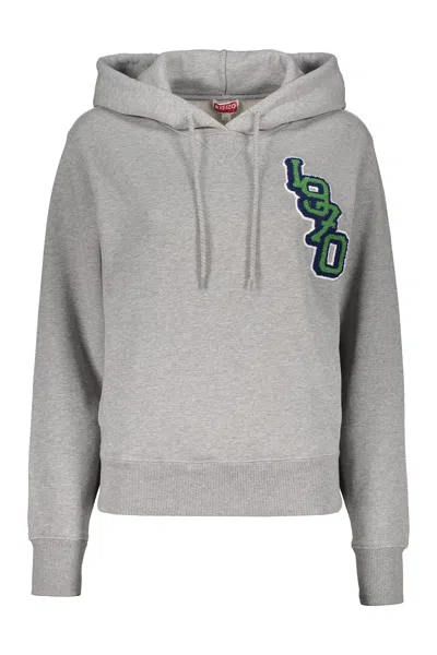 Kenzo Cotton Hoodie In Grey