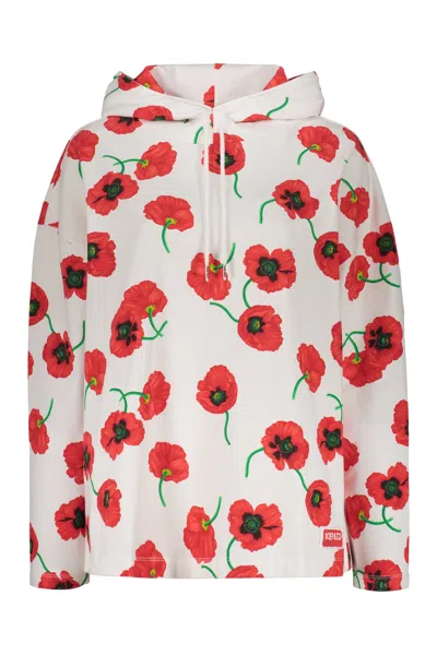 Kenzo Cotton Hoodie In White