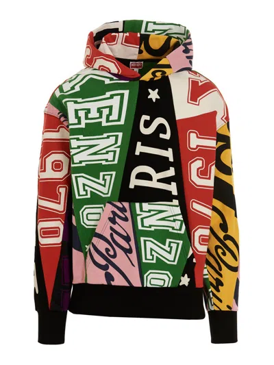 KENZO COTTON HOODIE WITH ALL-OVER PRINT