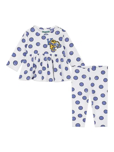 Kenzo Babies' Cotton Leggings And Blouse Set In White