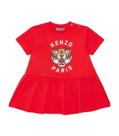Kenzo Kids' Cotton Logo Dress In Red