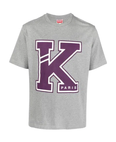 Kenzo Cotton Logo-print T-shirt In Gray