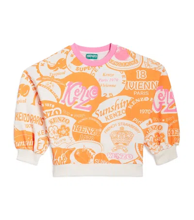 Kenzo Kids' Cotton Logo Sweatshirt In Orange
