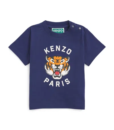 Kenzo Kids' Cotton Logo T-shirt In Blue