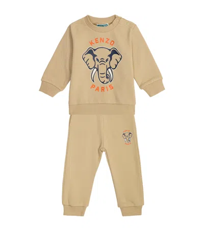 Kenzo Kids' Cotton Logo T-shirt In Brown
