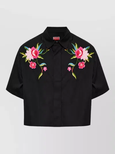 Kenzo Cotton Long-sleeve Shirt In Black