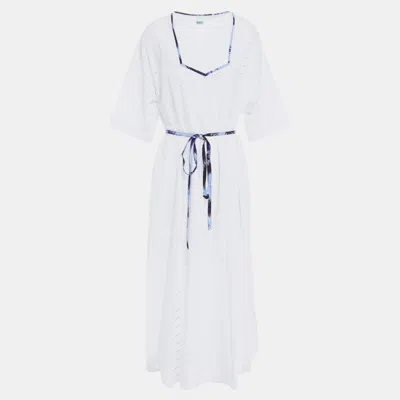 Pre-owned Kenzo Cotton Midi Dress 34 In White