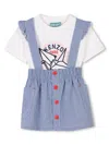 Kenzo Cotton Pinafore Skirt (set Of Two) In Blue