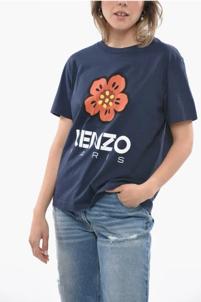 Kenzo Cotton Poppy Loose Fit T-shirt In Blue