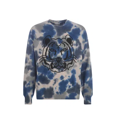 Kenzo Cotton Printed Sweater Men In Gray