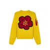 Kenzo Flower Cotton And Wool Sweater In Yellow