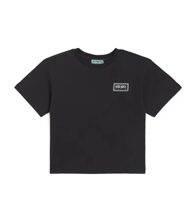 Kenzo Kids' Cotton Rubber-logo T-shirt In Black