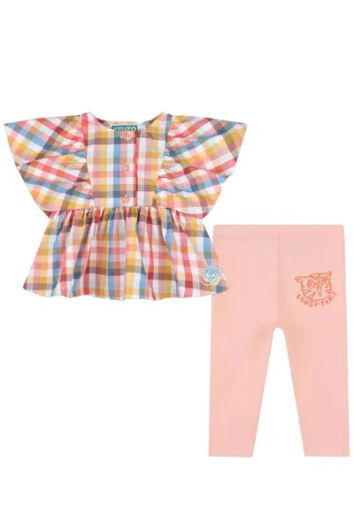 Kenzo Kids' Cotton Shirt And Leggings In Multicolor