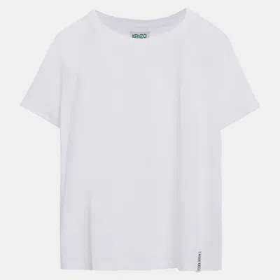 Pre-owned Kenzo Cotton Short Sleeved Top Xl In White