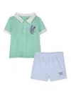 Kenzo Cotton Shorts (set Of Two) In Green