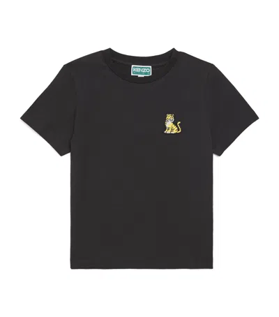 Kenzo Kids' Cotton Small Tiger T-shirt In Black