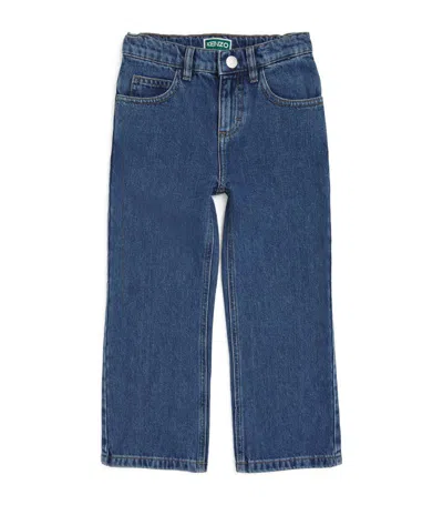 Kenzo Kids' Cotton Straight-leg Jeans (2-14 Years) In Blue