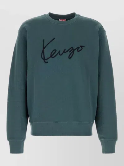 Kenzo Cotton Sweatshirt Crew Neck Ribbed Cuffs Hem In Multi