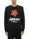 Kenzo Bold Floral Graphic Sweatshirt With Signature Logo In Black
