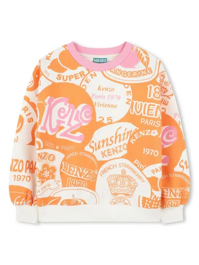 Kenzo Kids' Cotton Sweatshirt In Orange