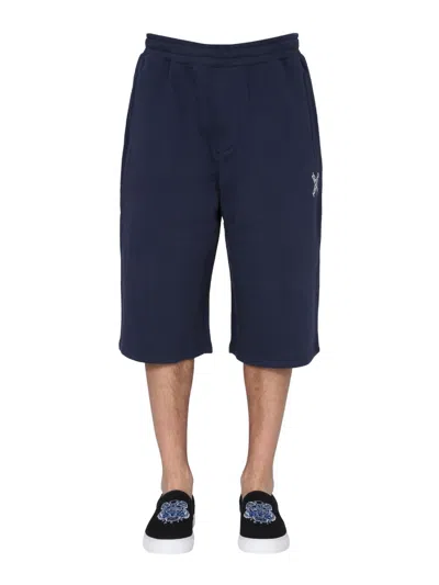 Kenzo Cotton Sweatshirt Shorts In Blue