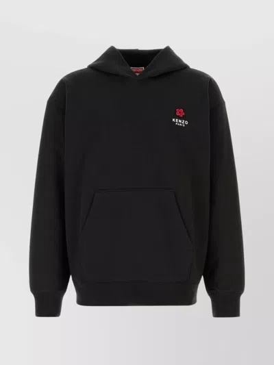 Kenzo Cotton Sweatshirt With Floral Back Design In Black
